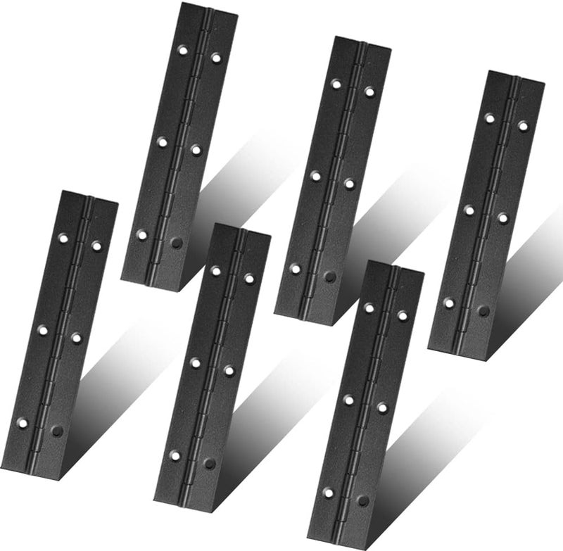 FVSEC 6 Pack 6 Inch Piano Hinge, Heavy Duty Continuous Hinge with Holes for Cabinets Boat Marine Door, 304 Stainless Steel 0.04" Leaf Thickness 1.2'' Open Width (Black) - Image 1